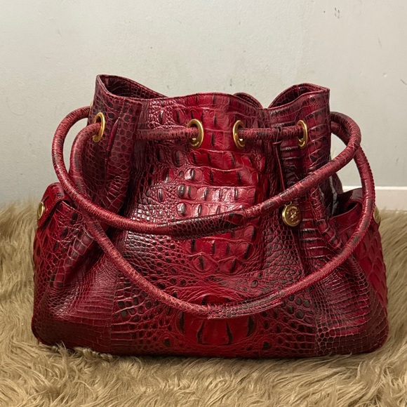 Brahmin Belinda Melbourne Red Crocodile-Embossed Women's Bag medium / large - Picture 1 of 15
